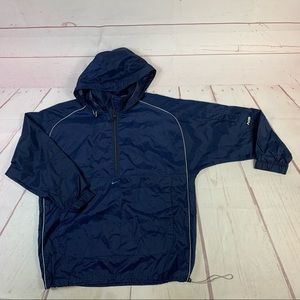 Vintage Nike Windbreaker Jacket Pullover Center Check Swoosh Navy Blue Medium